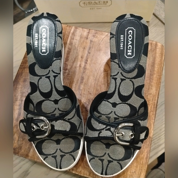 Coach Shoes - COACH Perry🖤Signature Black Wedge